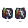 thumbnail image 6 of Uemuo Colorful Haired White Horse Pattern Women's Athletic Shorts High Waisted Running Shorts with Liner Pockets Gym Elastic Workout Shorts-Medium, 6 of 9