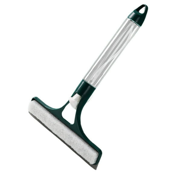 Basiess 3-In-1 Window Cleaning Scraper with Spray Bottle, Squeegee & Sponge for Glass, Mirrors & Car Windows, Streak-Free Tool for Home & Kitchen, Ergonomic Handle (1Pcs) Blackish Green