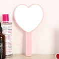thumbnail image 4 of Espejo de mano para viajes en forma de corazón, espejo de mano cosmético con asa, color rosa, 4 of 6