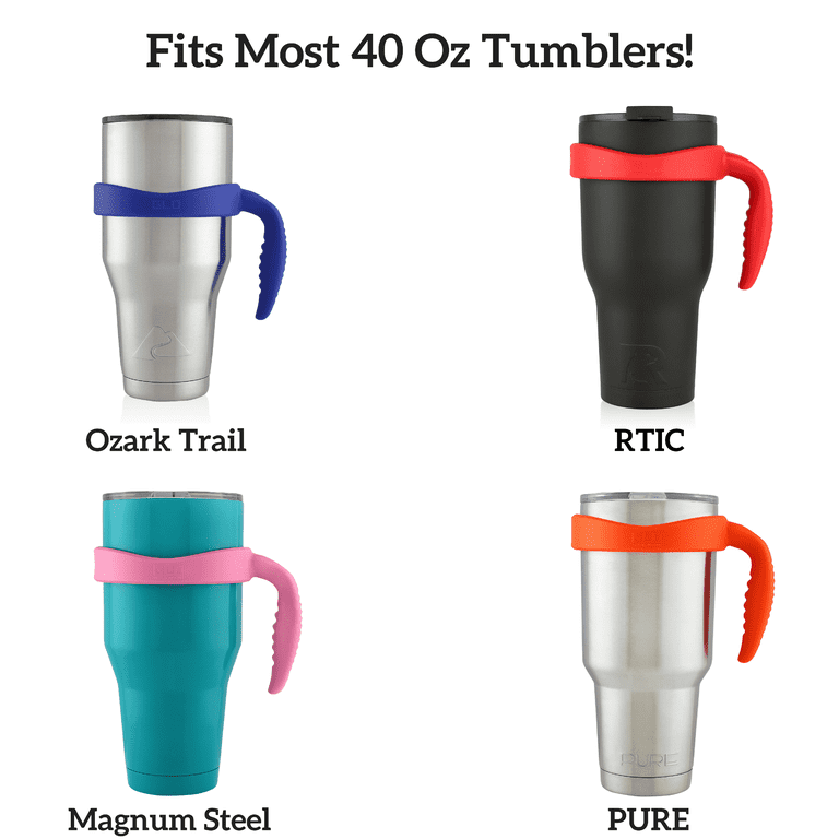 Grab Life Outdoors (GLO) - Handle For 40 Oz Tumbler - Fits Ozark Trail,  RTIC, PURE And Other 40 Oz Insulated Cups - Handle Only (Black)