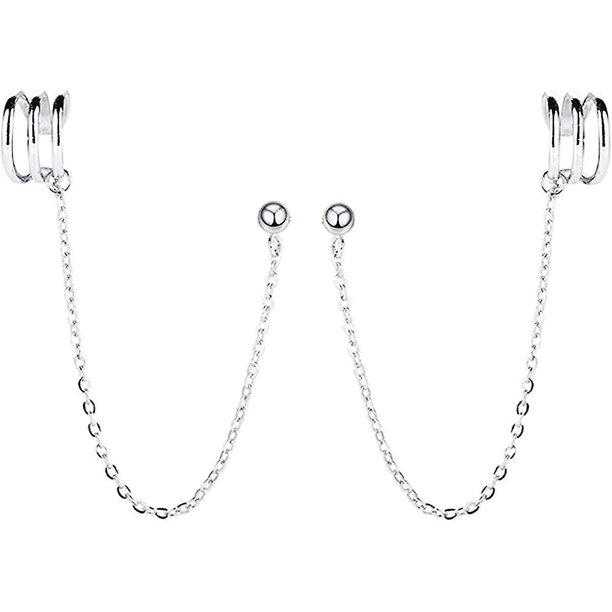 Pendientes de plata de ley 925 YONGSHENG con cadena para mujeres adolescentes y niñas oruga A-plata