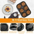 thumbnail image 6 of Vesteel Muffin Top Pans Set of 2, 6-Cup Stainless Steel Cupcake Pan for Baking, 11” x 7.5” Regular Size Metal Pan Tin Tray for Mini Cake Cookie Egg Hamburger, Oven Safe, 6 of 7