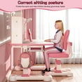 thumbnail image 3 of Fompes Kids Study Desk and Chair Set Height Adjustable Children's Desk and Chair Set with 50-Degree Tiltable Desktop LED Light Storage Drawer Book Stand Study Table with Chair for Bedroom Study Room, 3 of 13