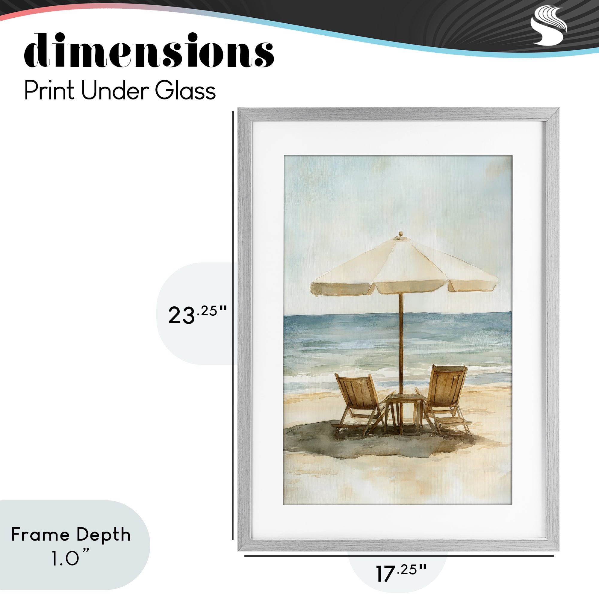 Stupell Industries Watercolor Paradise Seaside Retreat Gray Framed Print Under Glass, design by Petal Prints Design