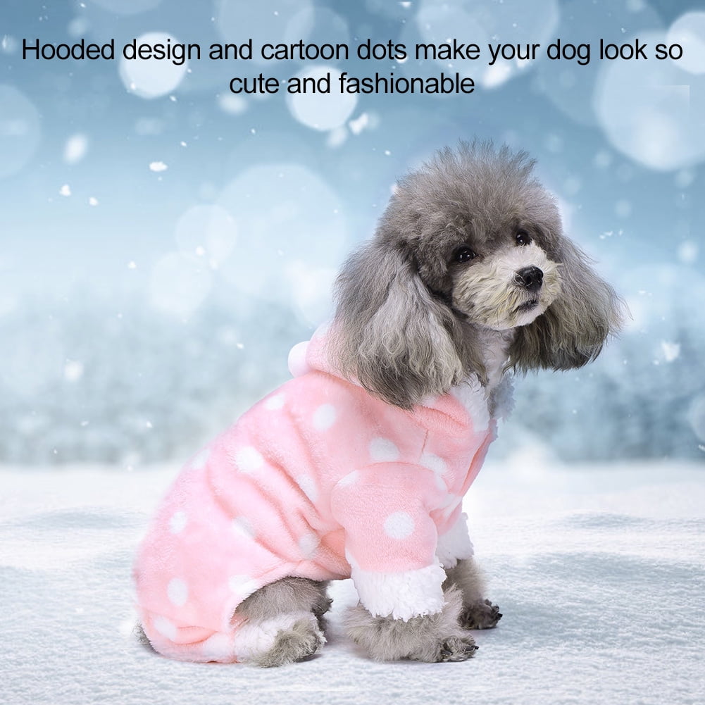Soft Flannel Pet Jumpsuit Cute Dogs Puppies Pajamas Warm Winter Fashionable Hooded Clothes XS