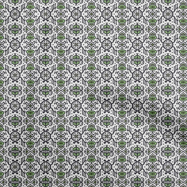 oneOone Georgette Viscose Green Fabric Asian Block Sewing Material Print Fabric By The Yard 42 Inch Wide-MO