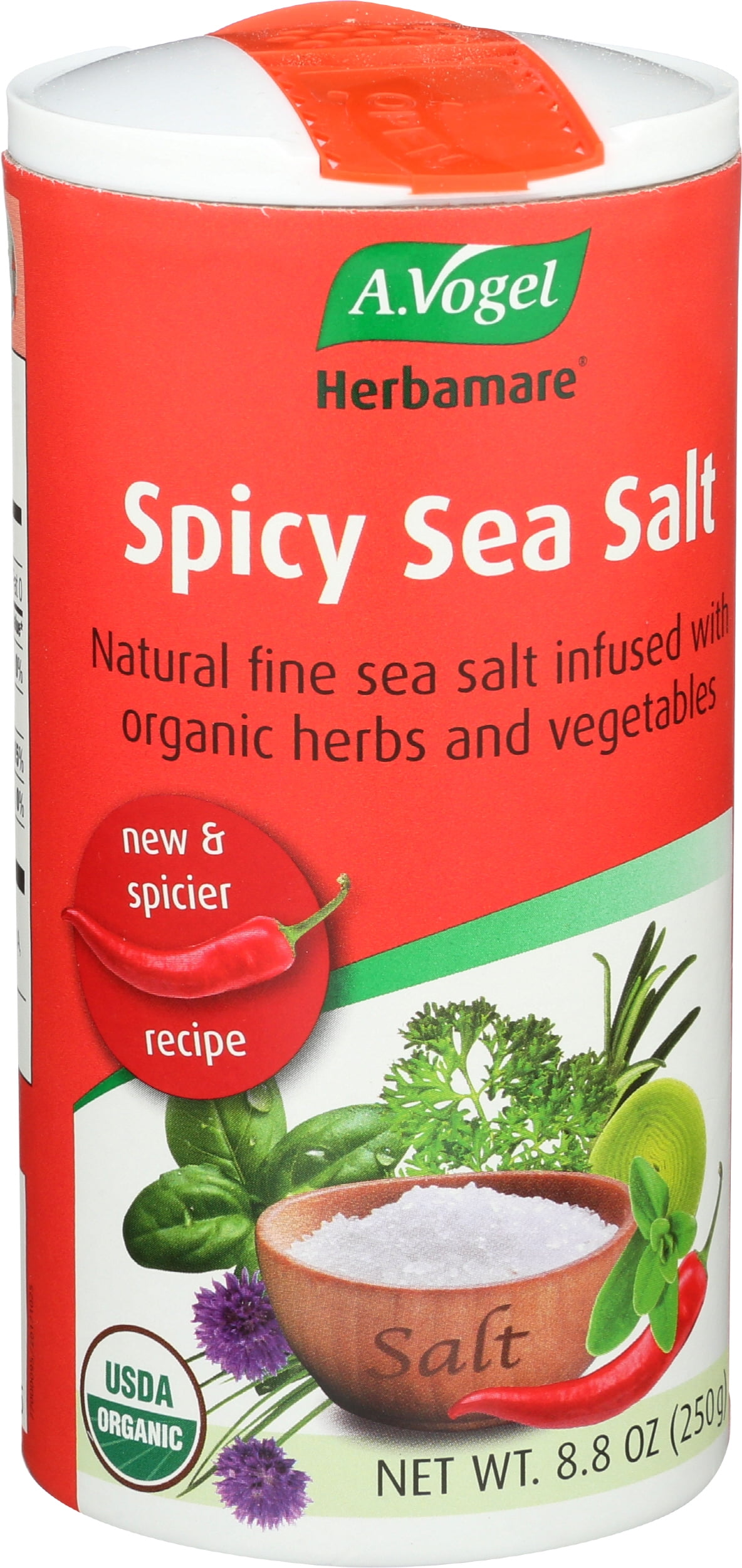 Pack of 6, A Vogel Spicy Organic Herbed Sea Salt, 8.8 oz
