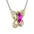 thumbnail image 2 of Dazzlingrock Collection 8X4mmMarquise Lab Created Pink Sapphire & Round Natural White Diamond Butterfly Pendant with 18 Inch Gold Chain for Women in 18K Yellow Gold, 2 of 4