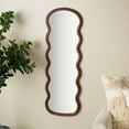 thumbnail image 2 of DecMode 16" x 47" Dark Brown Handmade Wavy Abstract Wall Mirror, 2 of 9