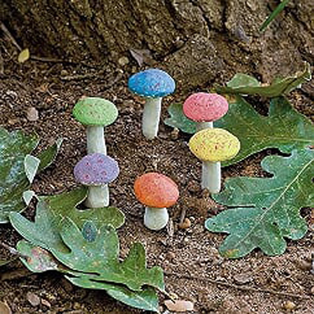 Miniature Fairy Garden Mushrooms, Set of 3, Blue