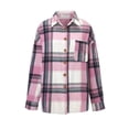 thumbnail image 6 of UVN Plaid Shirts for Women Flannel Long Sleeve Shacket Jacket Ladies Shirt Button Down Top Casual Coats, 6 of 8