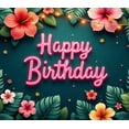 thumbnail image 4 of Tropical Theme Happy Birthday Banner Floral Design Decorative Lights Leaf Pattern for Birthday Party Jungle Theme Outdoor Event, 4 of 7