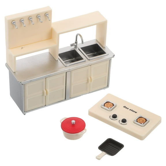 TABLZONE Light Yellow Miniature Dollhouse Kitchen Accessories Set, Plastic Toy for Home Decor and Collectors