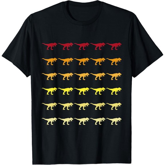 Tyrannosaurus-Rex Retro Animal Pattern T-Shirt men and women can wear, black, white, gifts