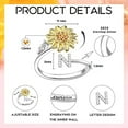 thumbnail image 2 of CILENON Rings for Women Sterling Silver Sunflower 26 Letter Rotatable Ring for Women Fashion Jewelry Popular Accessories for Wife Rings for Women Non Tarnish Pinky Ring (A,One Size), 2 of 5