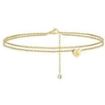 thumbnail image 1 of Fiudx Pulseras de Playa con Inicial de Corazón para Mujer (2022), Delicadas Tobilleras En Capas Bañadas En Oro de 14 Quilates, con Inicial de Letra y Corazón, Joyería de Playa., 1 of 2