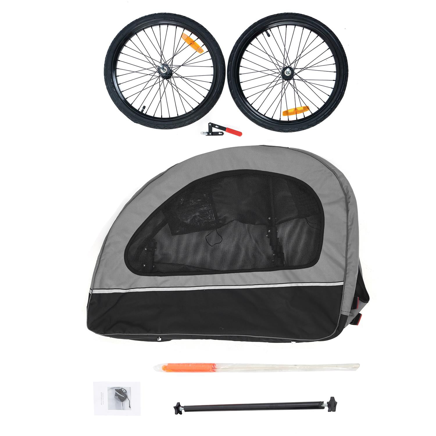 Pefilos 30" Dog Bike Trailer for Small and Medium, Pet Trailer with Suspension, Visibility Flag, Air-Filled Tires, Collapsible Stroller Bicycle Carrier, Gray Pefilos 30" Dog Bike Trailer for Small and Medium, Pet Trailer with Suspension, Visibility Flag, Air-Filled Tires, Collapsible Stroller Bicycle Carrier, Gray