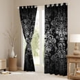 thumbnail image 3 of Adults Gray Damask Curtains & Drapes Antique Victorian Baroque Blackout Curtains,Vintage Floral Window Curtains Exotic Sugar Skull Gothic Bone Skeleton Bohemian Decor,Black, 3 of 6