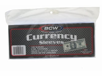 100 BCW Currency Topload Holder for Regular Bills Rigid Plastic 