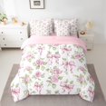 thumbnail image 3 of Manfei Kawaii Pink Floral Twin Bedding Sets 7-Piece, Princess Bowknot Rose Bedding Comforter Set, Teens Girls Female Reversible Sheet Sets, Breathable Home Decor, 3 of 8