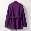 thumbnail image 4 of Lyinloo Woman Long Jackets Long Solid Woolen Coats Double Breasted Warm Blet Outwear Purple L, 4 of 5