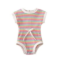 KVPLBQFD Girls Bodysuit Baby Boys Girls Striped Spring Summer Short Sleeve Romper Bodysuit Clothes Striped Baby Spring Romper Toddler Onesies 4t Girls Clothes