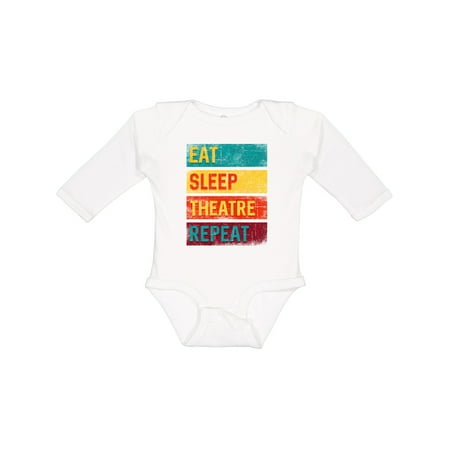 

Inktastic Eat Sleep Theatre Repeat Drama Gift for Actor Boys or Girls Long Sleeve Baby Bodysuit