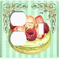 thumbnail image 4 of Metal Light Switch Plate Cover Pistachio Green Fruit Cake Striped Wallpaper CAK050, 4 of 13