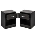 thumbnail image 5 of Hassch 2-Tier Black Nightstands (2 Pack), Compact Bedside Table with Top Drawer & Open Shelf, Durable Density Board, Easy Assembly for Small Spaces (15.8"L x 11.8"W x 19.7"H), 5 of 9