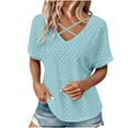 thumbnail image 2 of Giftesty Blouses for Women Dressy Casual Clearance Women's Fashion Solid Color Short-sleeved V-neck Loose Casual Tops, 2 of 8