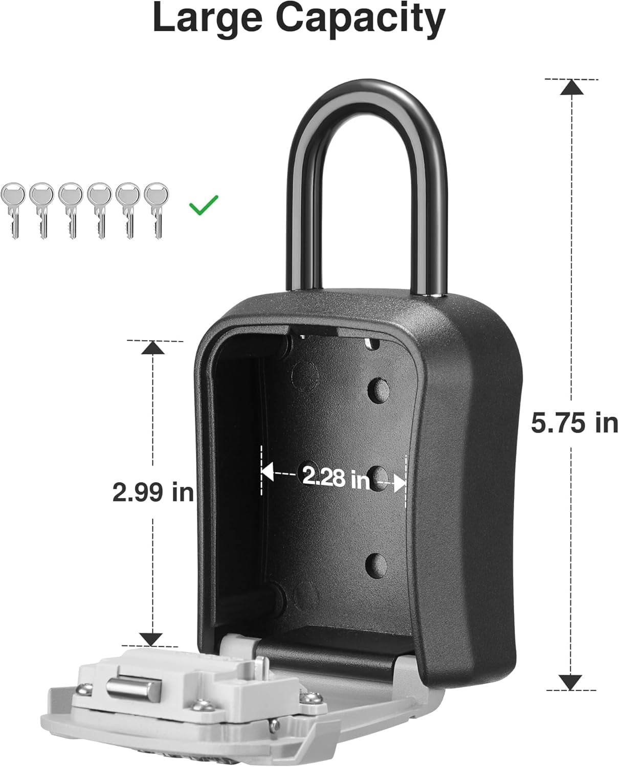 Lock Box, Key Lock Box Wall Mount & Portable Combination Lockbox with Resettable Code, Security Lockbox for Outside House Keys, Apartment Realtors Spare Keys Storage (2 Packs, Gray)