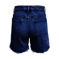 thumbnail image 7 of felwors Women's High Waist Beige Denim Shorts 2026 Trendy Raw Hem Stretchy Casual Shorts for Daily Vacation Wear（Dark Blue， XL）, 7 of 7