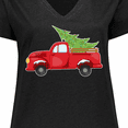 thumbnail image 4 of Inktastic Christmas Vintage Truck with Christmas Tree Women's Plus Size V-Neck T-Shirt, 4 of 5