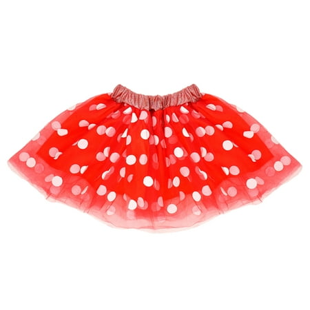 SeasonsTrading Red & White Polka Dot Tulle Tutu Lined Skirt - Girls Minnie, Birthday Party, Costume, Cosplay, Pretend Play, Cruise, Dance