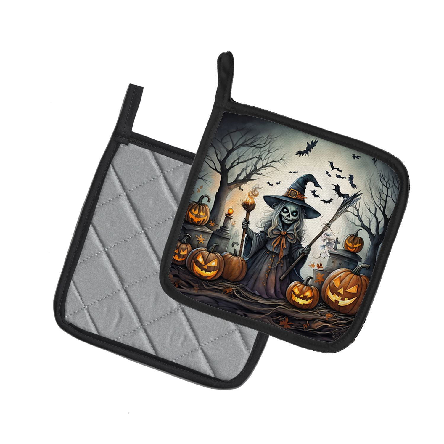 Halloween Pair of Pot Holders 7.5x7.5 Inch Heat Resistant Kitchen Decor