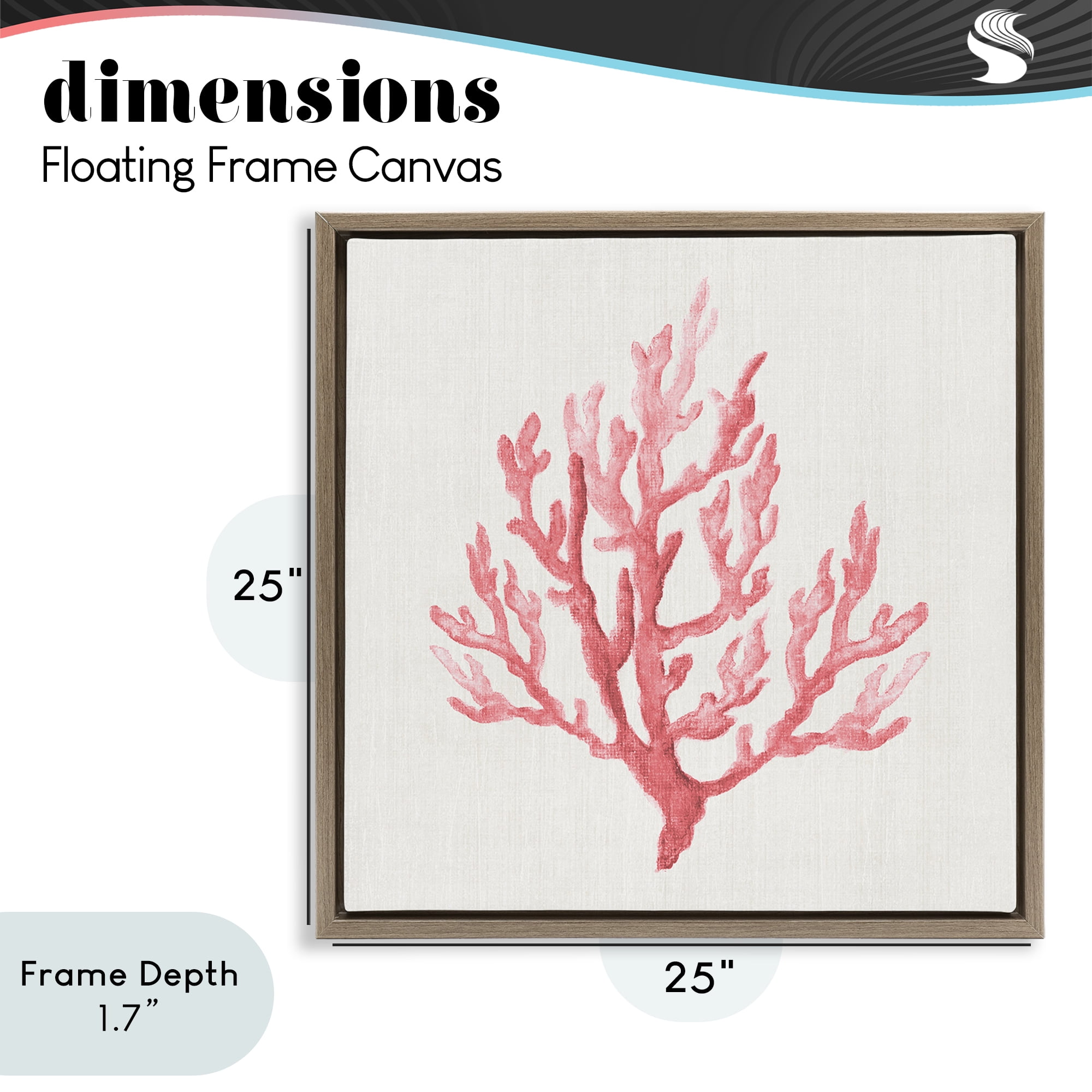 Stupell Industries Muted Pink Coral Branch Brown Framed Floater Canvas Wall Art, design by Janet Tava