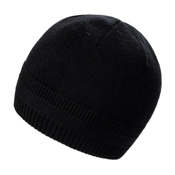 Tittly Winter Hats Beanie Men's And Women's Autumn And Winter Knitted Yarn Melon Skin Hat With Velvet Warm Flanged Hat Skull Caps Hats for Women Black One Size