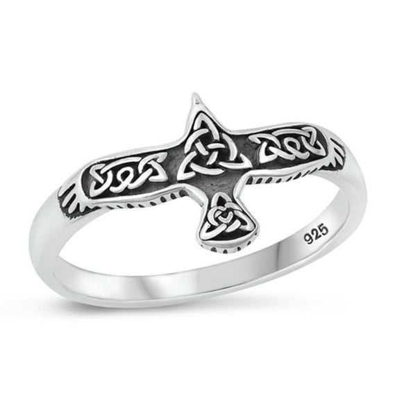 Wholesale Celtic Knot Bird Ring 925 Oxidized Sterling Silver Band Jewelry Female Male Unisex Size 4
