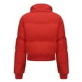 thumbnail image 5 of Black and Friday Clothing Sales Idoravan Women's Quilted Puffer Coat,Woman Short Long Sleeve Stand Collar Warm Casual Bread Down Jacket Red XL, 5 of 7