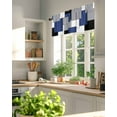 thumbnail image 3 of Window Valance for Kitchen, Navy Blue Color Block Rod Pocket Curtain Valances Short Curtains Drapes Panel, Grey Plaid Abstract Geometric Window Treatment Topper for Bathroom Bedroom 54x18in, 3 of 7