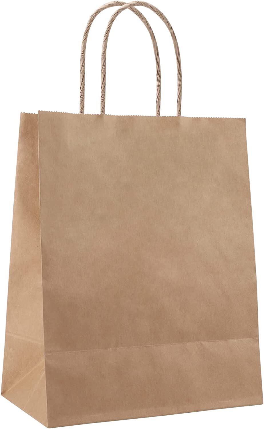 25 Pack Paper Bags with Handles, 10 x 8 x 4 Inch Brown Kraft Paper Bags