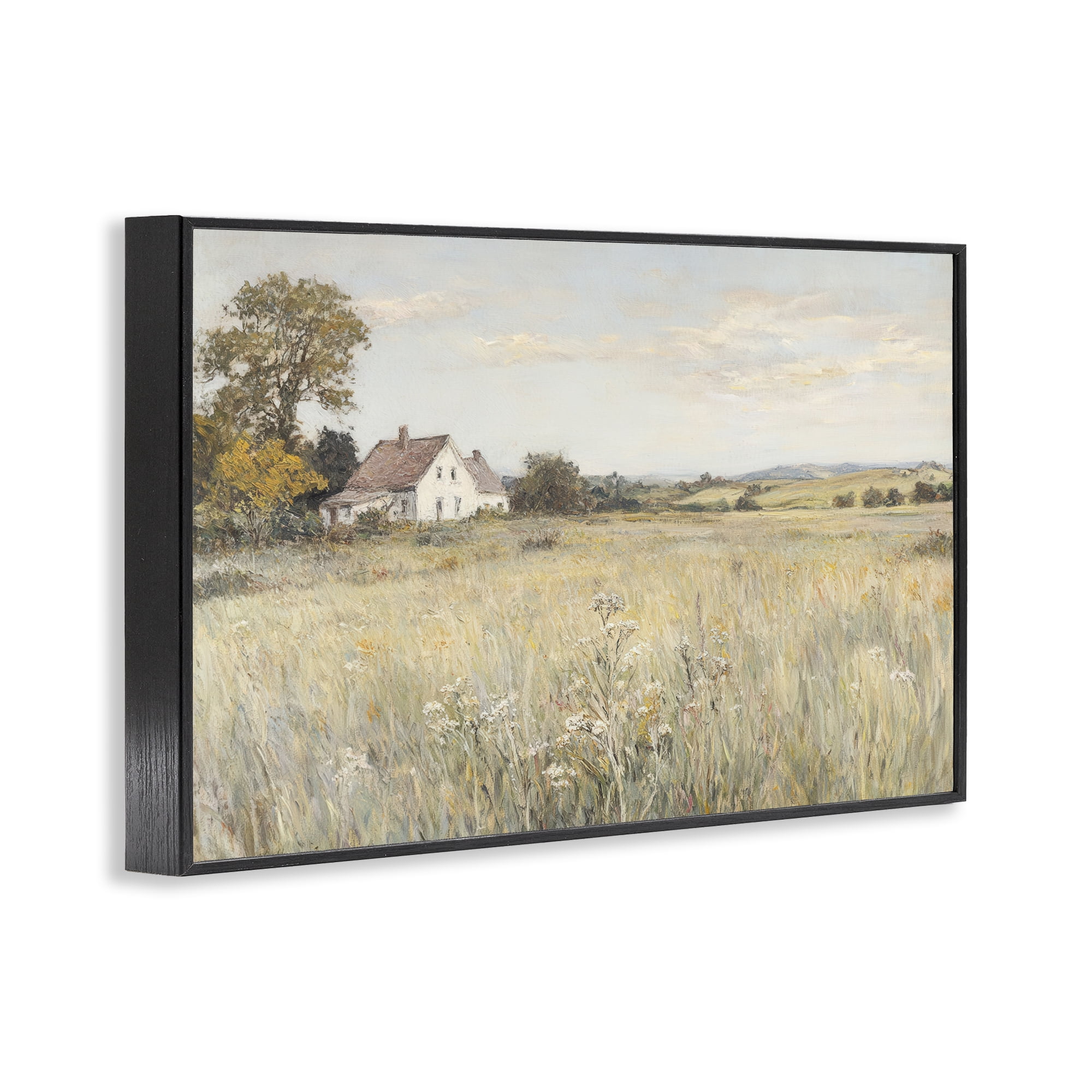 Stupell Industries Country Living in Golden Meadow Black Framed Giclee Art, design by Petal Prints Design