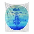 thumbnail image 1 of Hand Drawn Soft Flannel Fleece Throw Blanket, Vintage Hand Drawn Motorcycle with Lets Ride Words Poster Image, Cozy Plush for Indoor and Outdoor Use, 50" x 70", Sky Blue and Dark Blue, by Ambesonne, 1 of 6