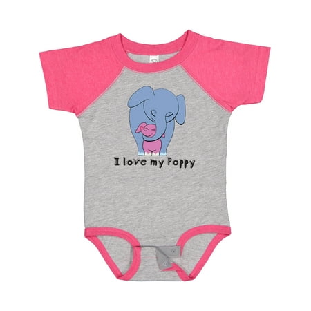 

Inktastic I Love My Poppy Elephant Blue Pink Gift Baby Girl Bodysuit