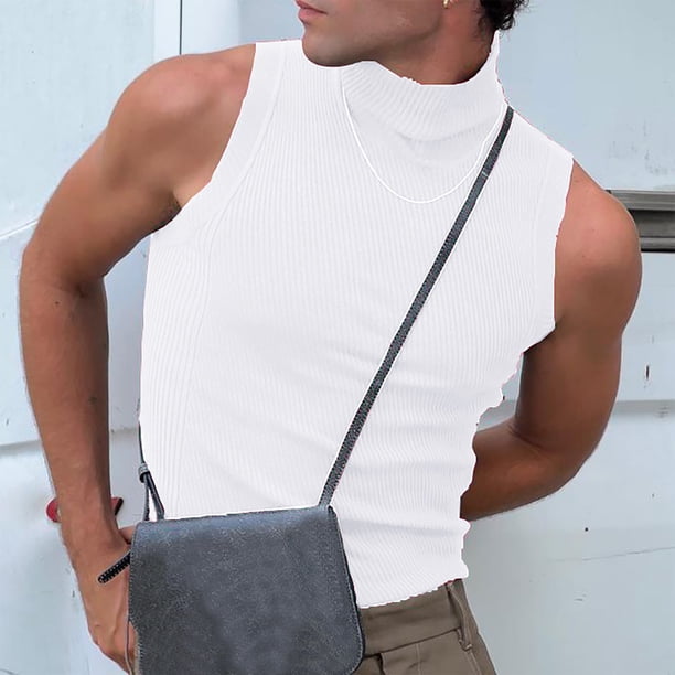 pstuiky Camisetas interiores de tirantes para hombre, Camiseta deportiva de punto ajustada de color liso para hombre, de moda y fitness Chaleco para hombre l