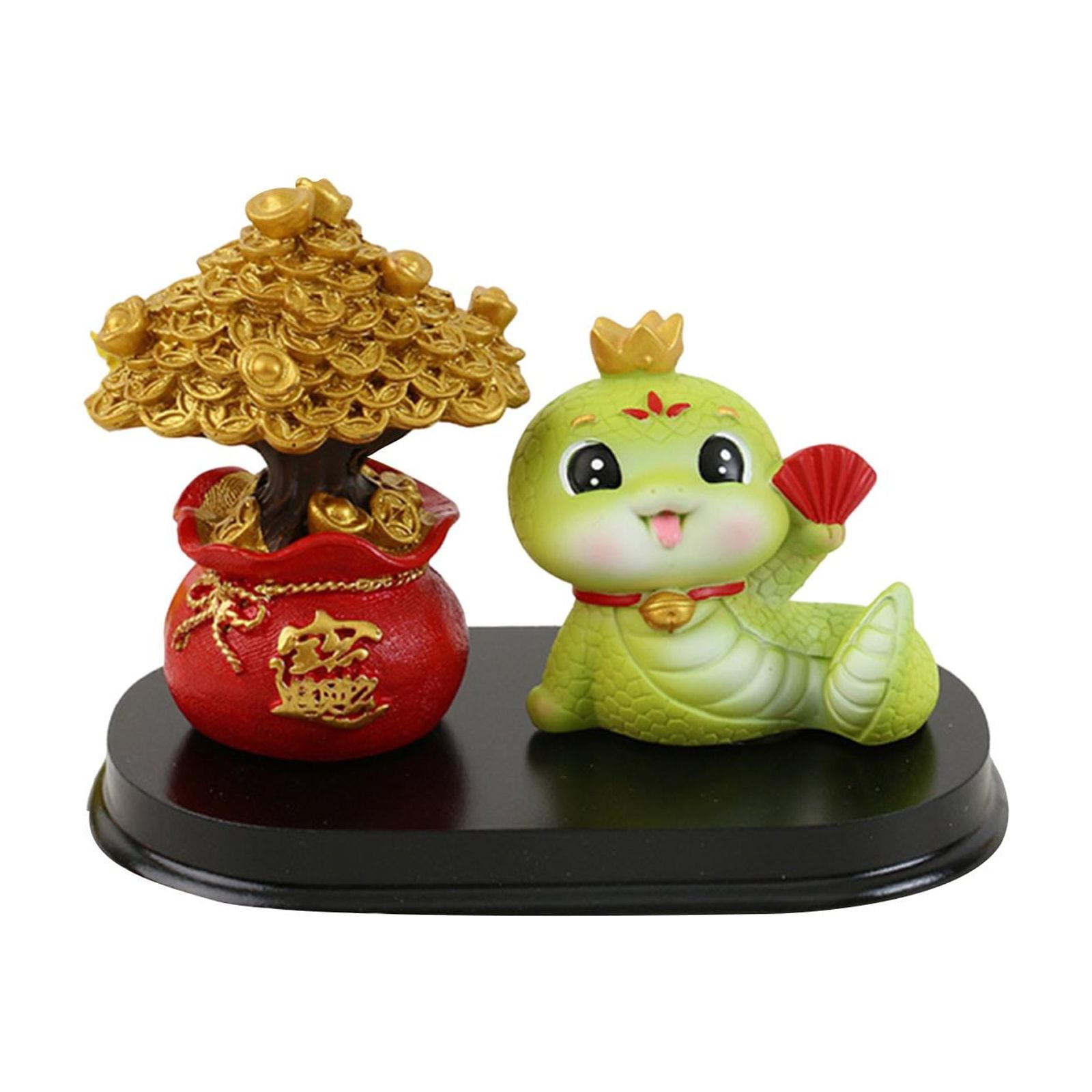 TISHITA Snake Miniature Statue Figurine Decor Ornament Resin Feng Shui Blessing Sculpture With Tree Handmade Chinese Keepsake Suitable for housewarming Style D