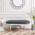 thumbnail image 2 of Issac Oval Bench Gray Leather PU  Upholstered Polished Legs, 2 of 8