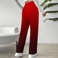 thumbnail image 5 of Winter Pants for Women Fleece Lined Thermal Wide Leg Sweatpants with Pockets Gradient Striped Pull-On Trousers (L, Wine), 5 of 7