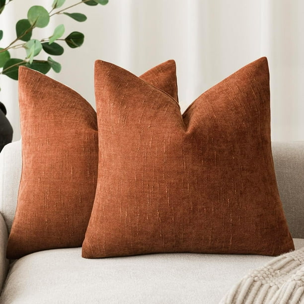 ZAHAZOHO Paquete de 2 Fundas de Almohada Decorativas de Textura Suave para Sofá, 18x18 Pulgadas, Naranja