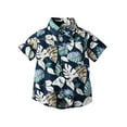 thumbnail image 2 of IBTOM CASTLE Daddy and Me Matching Outfits Hawaiian Father and Son Matching Shirts for family Photoshoot Summer Men Boys Father's Day Tops 12-18 Months Dark Blue Leaves, 2 of 3
